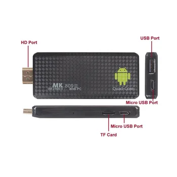 Quad Core MK809 III-TV-BOKSEN Android 5.1 Smart TV Stick 2GB RAM, 8GB ROM Bluetooth, WIFI XBMC HD Mk809III Mini-PC Dongle