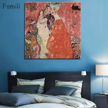 Quadros Gustav Klimt Mor Og Barn Udskrives abstrakt kunst, oliemaleri På Lærred Væg Kunst er Udskrevet Billede til stuen Home Decor