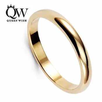 Queenwish Vintage Guld farve Klassiske Wolfram Ring 3 mm Classic vielsesringe Band Comfort Fit Nyeste Mode Infinity-Smykker