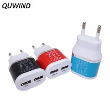 QUWIND Bærbare 5V 2A Dual USB Power Adapter EU Plug Oplader Til iPhone, iPad Huawei