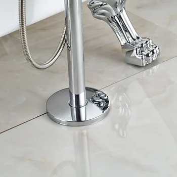 Quyanre Badekar Faucet Rotation Chrome-Gulvtæppe Stand Enkelt Håndtag Faucet blandingsbatteri ABS håndbruser Badekar Vandhaner