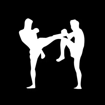 QYPF 15.2 cm*16.2 cm Personlighed Kickboxing Thai-Bil Styling Sjove Vinyl Bil Klistermærker Sort Sølv S2-0633