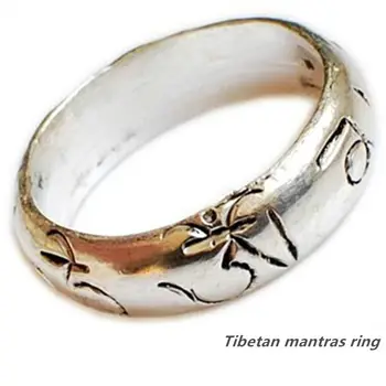 R004 Tibetanske Mantraer Amulet Ringe Kobber OM MANI PAD MIG HUM