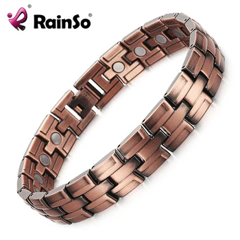 RainSo Kobber Armbånd med Magnet for Mænd, Kvinder Arthritis Pain Relief Bronze Farve, Høj Kvalitet, Luksus Magnetiske Armbånd