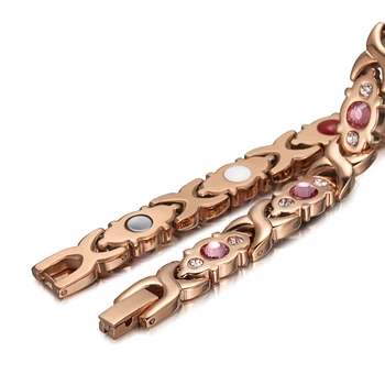 RainSo Pink Krystal Perle Armbånd Magnetiske Sundhed Bio Energy Armbånd Guld Mode Smykker Julegaver til Kvinder, Dame