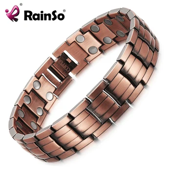 RainSo Red Kobber Magnetiske Armbånd til Mænd, Kvinder 2 Rækken Magnet Sund Bio Energy armbånd & Armbånd 2017 Julegave