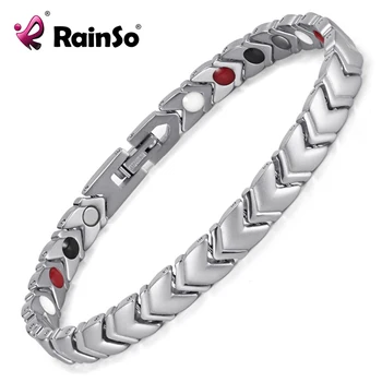 Rainso Ren Titanium Healing Magnetiske Kraft armbånd Armbånd Til Kvinder, med 4 Elementer Sundhed Terapi Tilbehør OTB-034SFIR