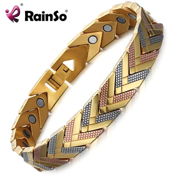 Rainso Sundhed Magnetiske Armbånd Armbånd Til Kvinder Er Hot Salg Rustfrit Stål Bio Energy Armbånd Guld Mode Smykker