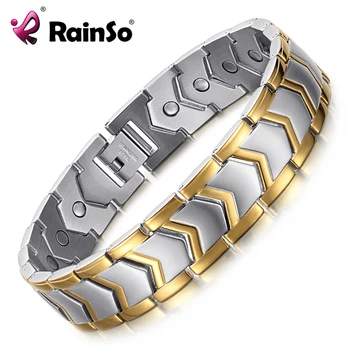Rainso Top Kvalitet Sundt Rustfrit Stål Armbånd Til Mænd-Smykker Nye Mode Bio Energy Magnet Armbånd & Armbånd For Manden