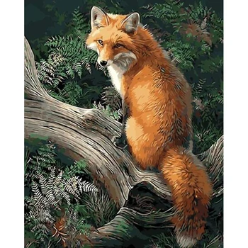 Rammeløse Billede Dyr Fox DIY-Maleri Af Numre Kits Akryl Maling Af Numre Hjem Væg Kunst, Indretning Unik Gave 40 × 50cm