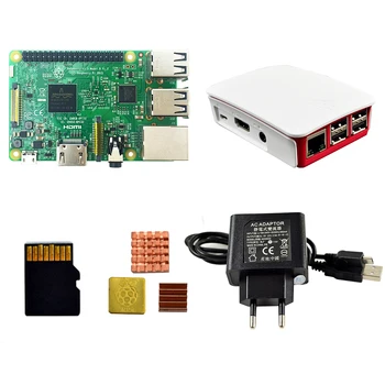 Raspberry Pi 3-kit Raspberry Pi 3 Model B + Sag + EU-stikket + USB Kabel + 16G micro SD-kort + kølepladen