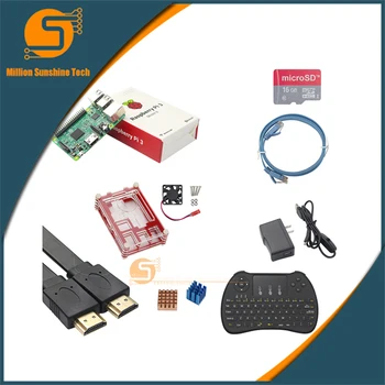Raspberry Pi 3 Modul B+tilfældet med ventilator+addaptor+tastatur+heatsink+SD-kort+HDMI-kabel