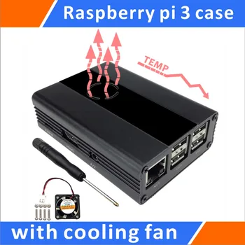 Raspberry Pi 3,Pi 2, B+ Aluminium Med Blæser(Sort)