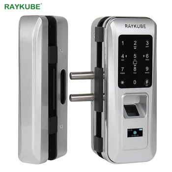 RAYKUBE Glas Door Lock Kontor Keyless Elektriske Fingeraftryk Lås Med Touch Tastatur Smart Card Fjernbetjeningen dørlås R-W06
