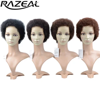 Razeal 2 Tommer 100g/pc ' er Syntetisk Hår Kort Kinky Curly naturlige farve Afro Paryk Bløde Parykker Høj Temperatur Fiber