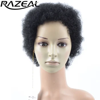 Razeal 2 Tommer 100g/pc ' er Syntetisk Hår Kort Kinky Curly naturlige farve Afro Paryk Bløde Parykker Høj Temperatur Fiber