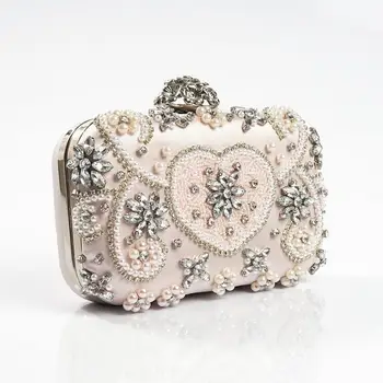 Rdywbu Luksus, Håndlavet Diamanter Kæde Aften Taske 2017 Mode Amerikanske Beaded Skuldertaske Pearl Part Pung, Clutch Bolso B169