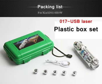 [ReadStar]2017 Stil 017-USB-Høj 5W Laser Blå laser pointer, Laser pen USB-opladning, Plast box set omfatter batteri oplader