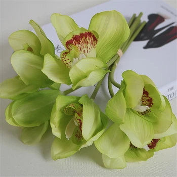 Real Touch cymbidium 6 blomsterhoveder/stykke kunstig blomst billige orkidé kunstige orkidé dekoration blomst til boligindretning
