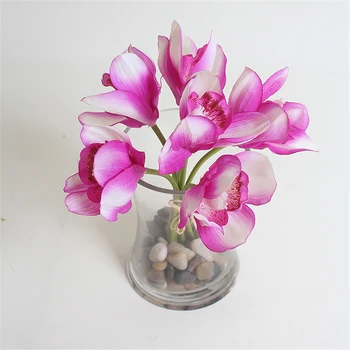 Real Touch cymbidium 6 blomsterhoveder/stykke kunstig blomst billige orkidé kunstige orkidé dekoration blomst til boligindretning