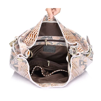 REALER Serpentine ægte læder taske mode serpentine udskrives læder kvinde håndtasker store skuldertasker hobos tote taske