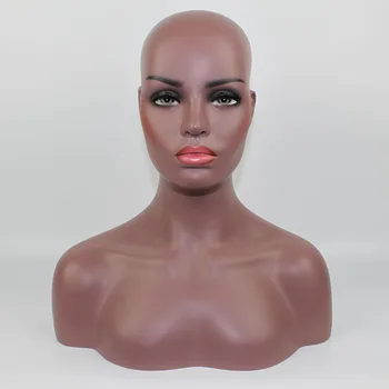 Realistisk Glasfiber Afro-Amerikanske Mannequin Hoved, Bryst,Sorte Kvinde Attrap, Dummy Head For Lace Parykker Skærm