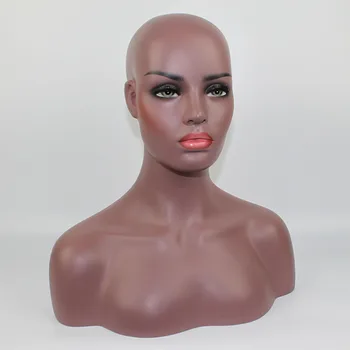 Realistisk Glasfiber Afro-Amerikanske Mannequin Hoved, Bryst,Sorte Kvinde Attrap, Dummy Head For Lace Parykker Skærm