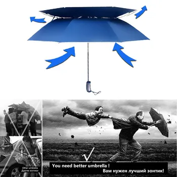RECHAR Helt Store Paraply For Mænd Regn Kvinder 2Folding Kvalitet, Vindtæt Golf Paraply Mandlige Dobbelt Business Bil Udendørs Parasol