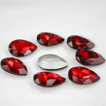 Red Pointback Glas Krystal Pære Form Rhinestone Dråbeformet Glas Dråbe Chatons Sten Til Smykker Telefon DIY Tilbehør
