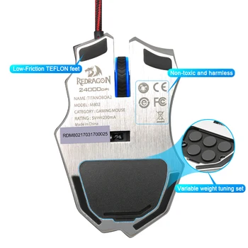 Redragon Gaming Mouse PC 24000 DPI 9 programmble knapper ergonomisk design, høj-speed USB-Kabel til Desktop mus