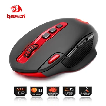 Redragon Wireless Gaming Mouse PC 7200 DPI 10 programmerbare knapper 2,4 G trådløs forbindelse til Desktop mus