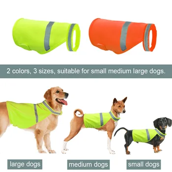 Reflekterende Dog Fluorescerende sikkerhedsvest Høj Synlighed Hund Tøj Vandtæt Luminous Pet Tøj til Små, Mellemstore og Store Hunde