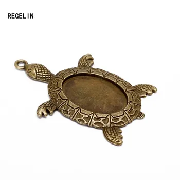 REGELIN 10stk skildpadde Antik Bronze filigran cameo cabochonslebet vedhæng indstilling 18*25 mm dia Cabochonslebet Base For DIY Smykker at Gøre