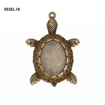 REGELIN 10stk skildpadde Antik Bronze filigran cameo cabochonslebet vedhæng indstilling 18*25 mm dia Cabochonslebet Base For DIY Smykker at Gøre
