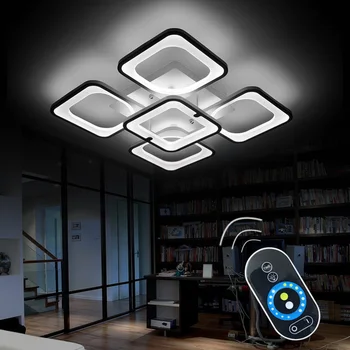 Remote Moderne LED-loftsbelysning armatur til soveværelse, spisestue akryl lampeskærm dæmpbar for 15-25 meter