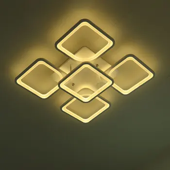Remote Moderne LED-loftsbelysning armatur til soveværelse, spisestue akryl lampeskærm dæmpbar for 15-25 meter