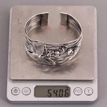Ren 925 Sterling sølv Armbånd til kvinder bred 42mm Thailand håndlavet sommerfugl, blomster åbning Armbånd Hule kvinder smykker