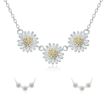 Ren 925 Sølv Blomster Halskæder Til Kvinder Mode Sterling Sølv Smykker, Rigtig Solid 925 Sterling Sølv Marguerit Halskæde