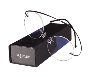 Ren Titanium 46mm Vintage Runde Fleksibel Uindfattede Brille Stel Klar Linse Rx