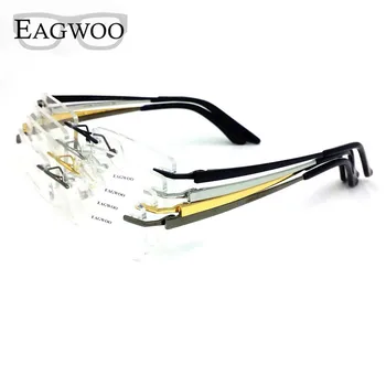 Ren Titanium Briller, Uindfattede Optisk Ramme Recept Forestilling Rammeløse Briller Til Mænd briller 11090 Slank Templet