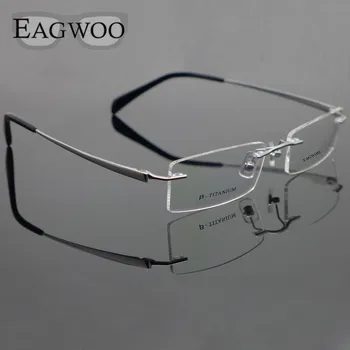 Ren Titanium Briller, Uindfattede Optisk Ramme Recept Forestilling Rammeløse Briller Til Mænd briller 11090 Slank Templet