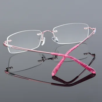 Ren Titanium Briller, Uindfattede Optisk Ramme Recept Forestilling Rammeløse Briller Til Kvinder briller 629 Slank Templet