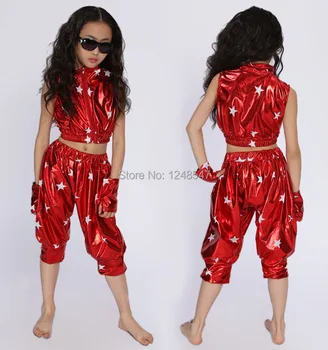 Retails!! Gratis Forsendelse Nye Unisex Børnetøj Sæt Hip Hop Performance Tøj I Korte Bukser Jazz Dans Kostumer