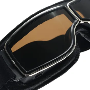 Retro Motorcykel Beskyttelsesbriller For Harley Motocross-Hjelm, Briller UV-Beskyttelse Ski Snowboard Skate Goggle Retro Briller Linse Læder