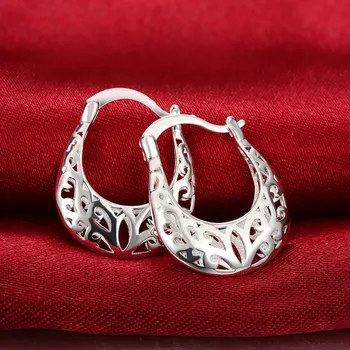Retro rigtig ren 925 stemplet sølv forgyldt kvindelige mode smykker hule blomst classic øreringe til kvinder