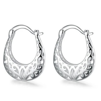 Retro rigtig ren 925 stemplet sølv forgyldt kvindelige mode smykker hule blomst classic øreringe til kvinder
