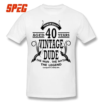 Retro T Shirts Vintage Dud I Alderen 40 År Sjove Tees Mandlige Pre-Bomuld Kortærmet T-Shirt Hot Salg Voksen Navy Toppe Mænd Plus Størrelse
