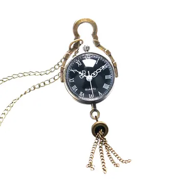 Retro Vintage Fish Eye Ball Glas-Form Sort Dial Pocket Watch Kvinder Mænd Steampunk Halskæde Vedhæng Chian reloj de bolsillo