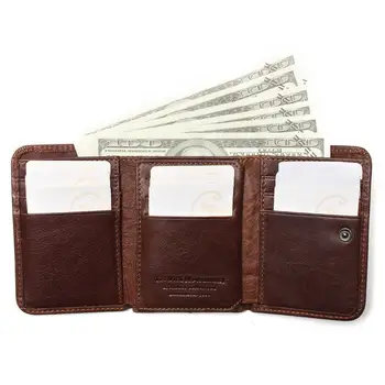 RFID-Wallet-Antitese-Scanning Læder Tegnebog Haspe Fritid Mænds Slim Læder Mini Wallet Case Kreditkort Trifold Pung