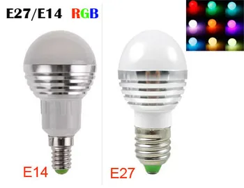 RGB-LED-Lamper AC85-265V 3W E27 E14 Led-16 Farver-Pærer Foranderligt Lampe flere farve +IR Fjernbetjening Led-Belysning